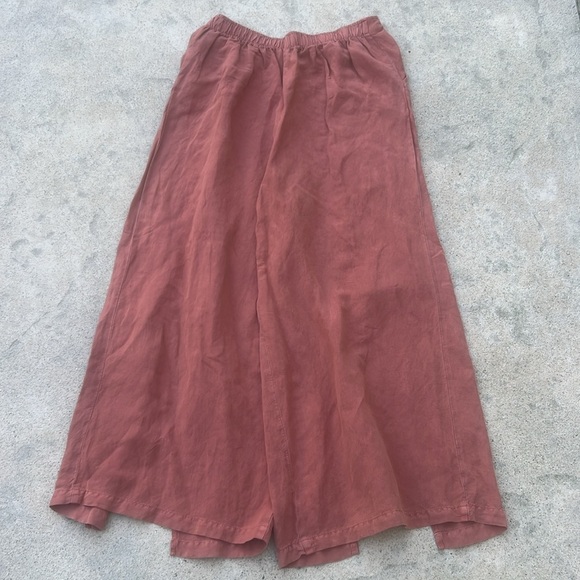 YFB Young Fabulous & Broke Cove Orange Linen Slit Wide Leg Pant Women's Size M - Picture 8 of 9